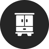 Cabinet icon on black circle background