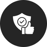 Approval icon with shield and checkmark